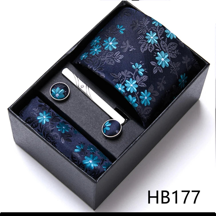 Top Quality Ties Hanky Cufflink Set In Gift Box