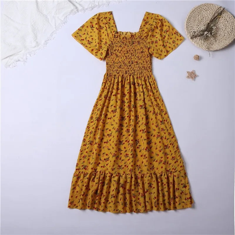 Spring Summer Chiffon Midi Dress