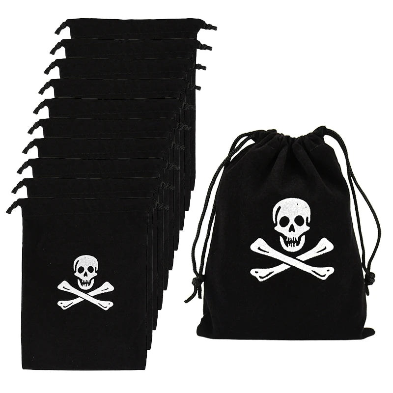 10Pcs Pirate Gift Bags Treasure Coin Pouch Kids Boy Halloween Birthday Party Decoration Supplies Small Candy Treat Bag for guest