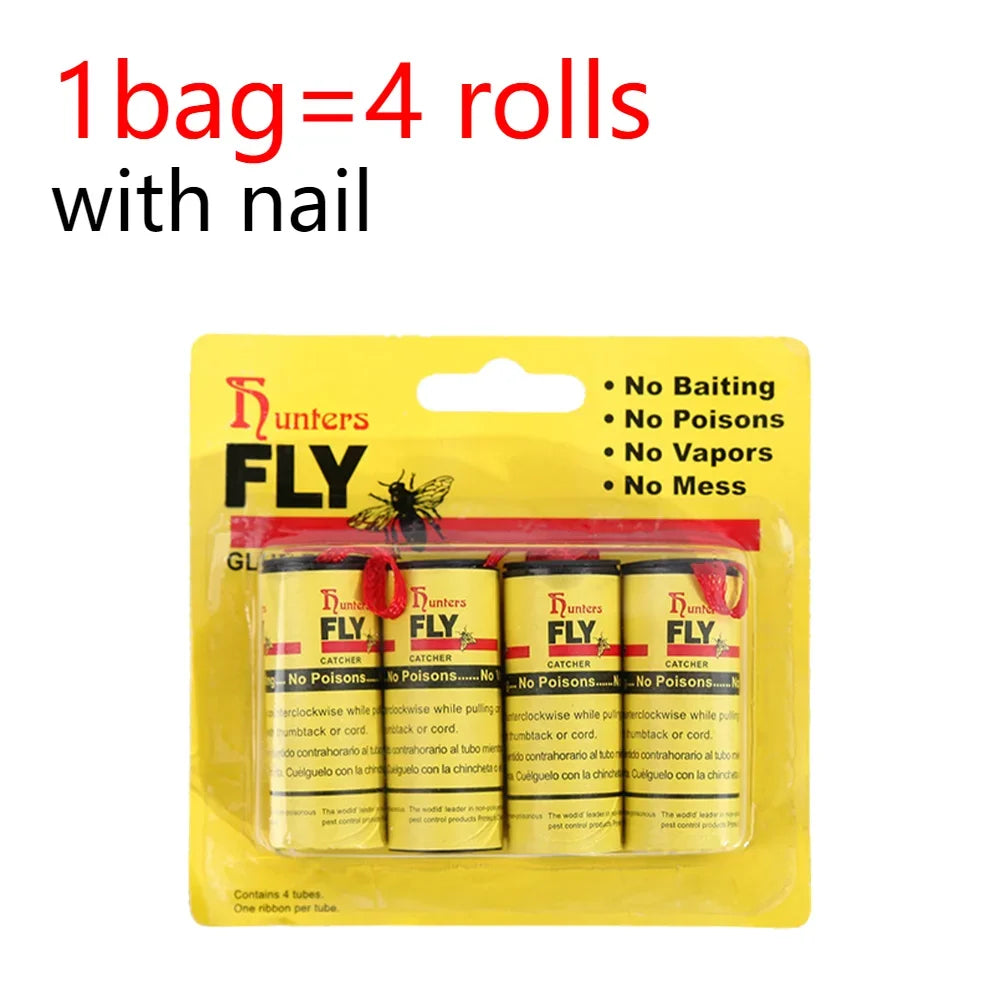 Fly Sticky Paper Strong Glue Strip For Flies Paper Strips Double Sided Flying Insect Bug Mosquitos Catcher Roll Tape