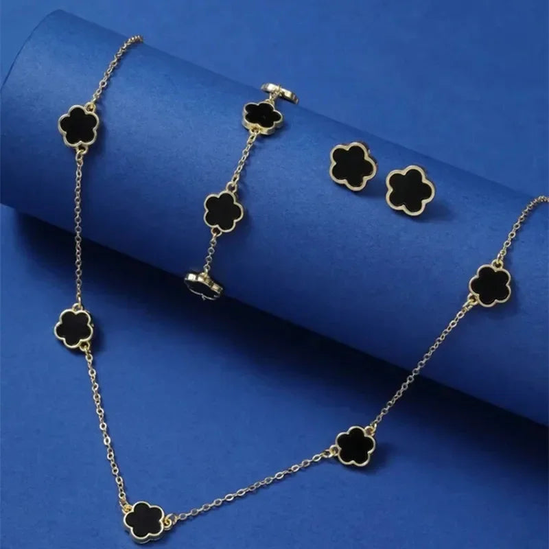 New Inlaid zircon Pearl Necklace Ring Earrings Three-piece Set for Women Stylish Daily Accessories Party Jewelry Birthday Gifts