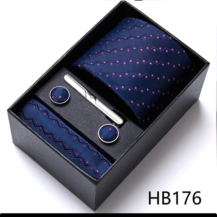 Top Quality Ties Hanky Cufflink Set In Gift Box