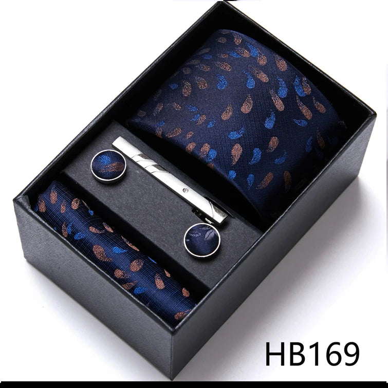 Top Quality Ties Hanky Cufflink Set In Gift Box