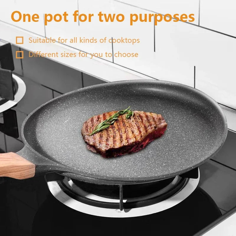 Pan Crepe Pancake Pan Nonstick Frying Pot with Wooden Handle Omelette Saucepan Cooking Steak Pan Kitchenware Induction Crepe Maker