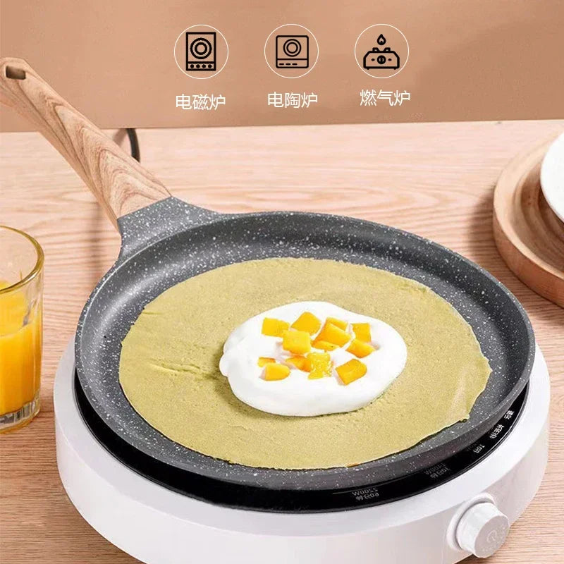 Pan Crepe Pancake Pan Nonstick Frying Pot with Wooden Handle Omelette Saucepan Cooking Steak Pan Kitchenware Induction Crepe Maker