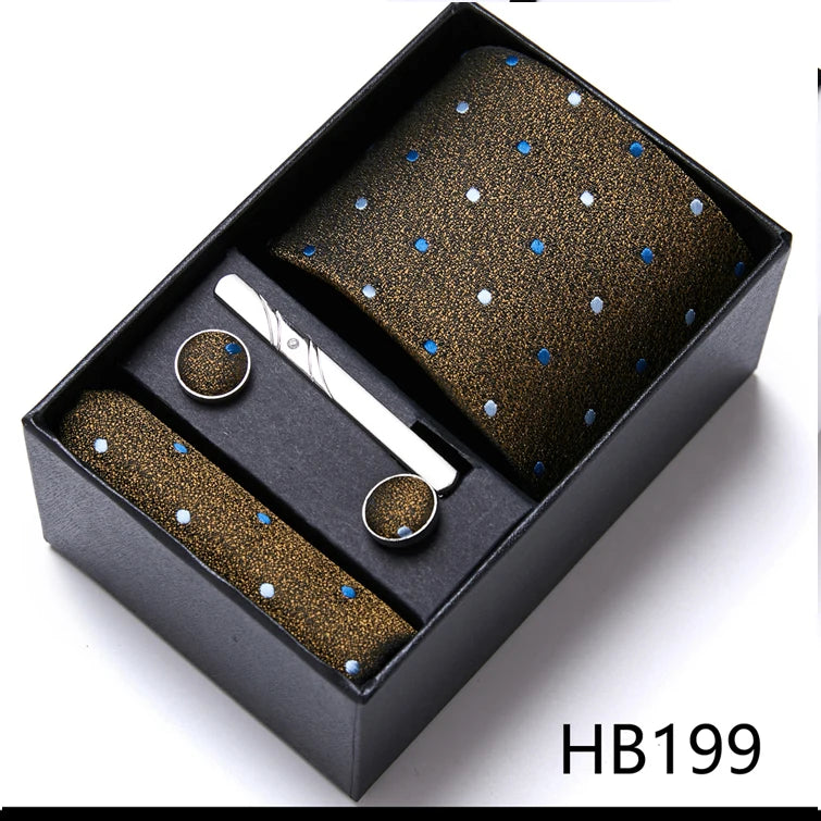 Top Quality Ties Hanky Cufflink Set In Gift Box