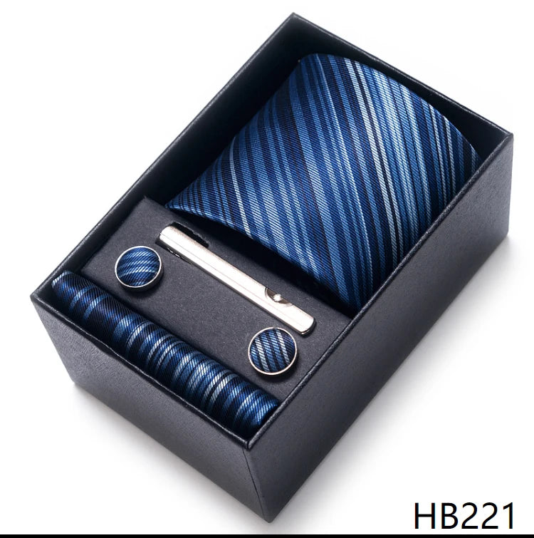 Top Quality Ties Hanky Cufflink Set In Gift Box