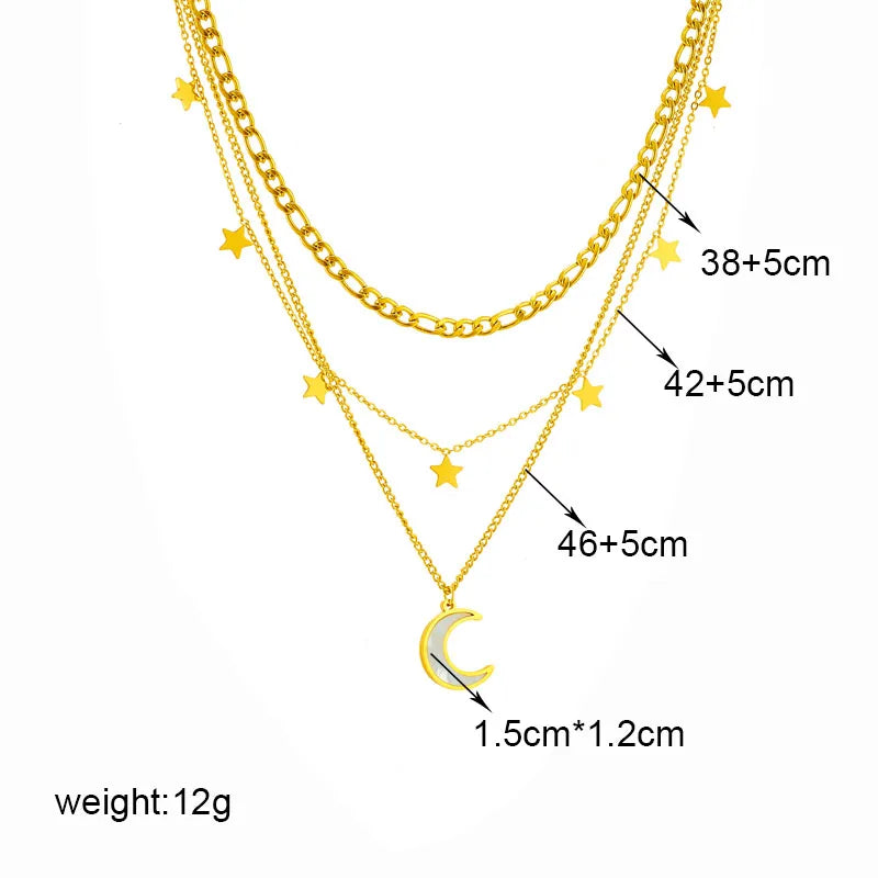 DIEYURO 316L Stainless Steel Butterfly Moon Lock Blue Eyes Pendant Necklace For Women New Multilayer Choker Chain Jewelry Gifts