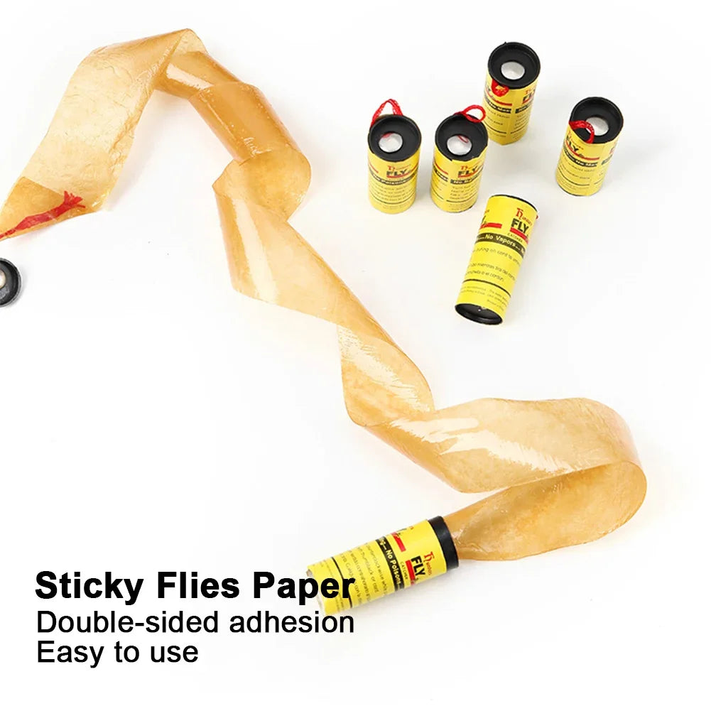 Fly Sticky Paper Strong Glue Strip For Flies Paper Strips Double Sided Flying Insect Bug Mosquitos Catcher Roll Tape