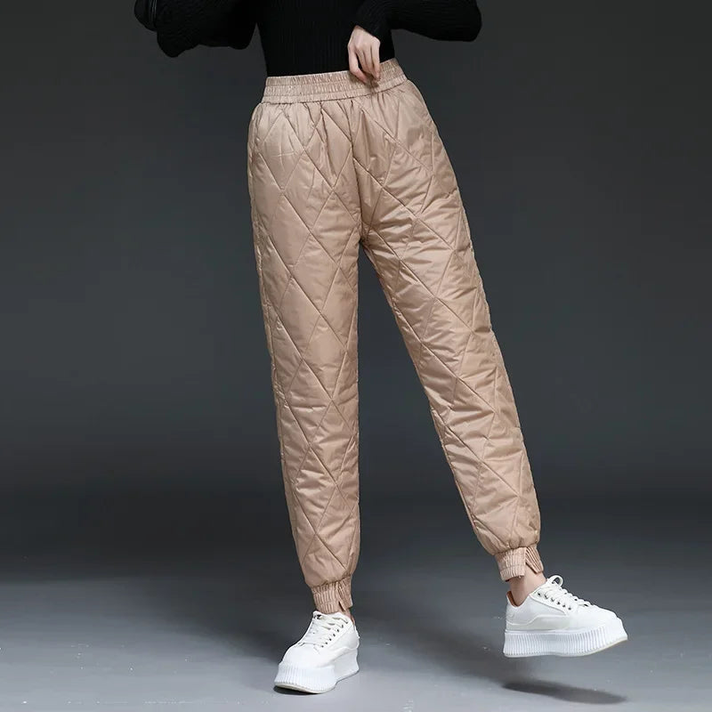 Trousers Women's Outerwear 2024 Winter New Style Thickened Warm Slimming Bunded Feet Pants Loose-fit Pants