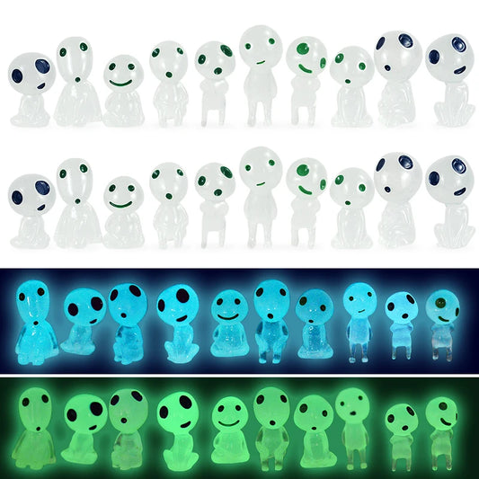 5/10Pcs Luminous Alien Elf Ghost Glowing Blue Green Light Decoration Micro Landscape Garden Miniature Doll Props Halloween Decor