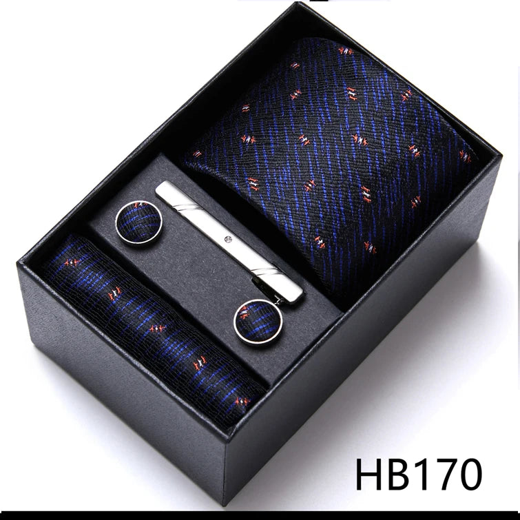 Top Quality Ties Hanky Cufflink Set In Gift Box