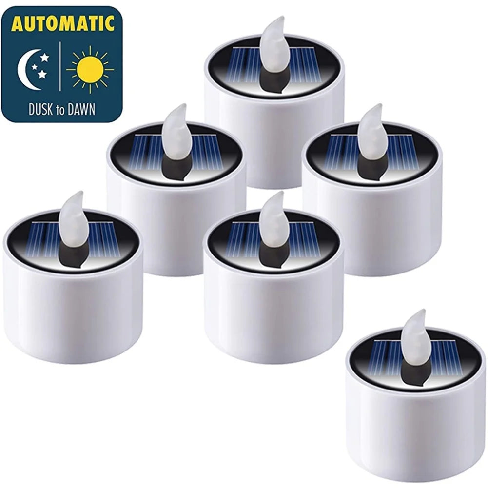 Solar Tea Lights LED Candle Light Outdoor Waterproof Energy Electronic Flickering Solar Lamp Garden Halloween Home Decor