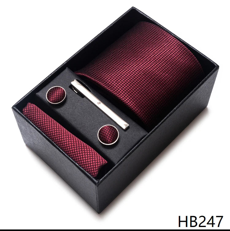 Top Quality Ties Hanky Cufflink Set In Gift Box