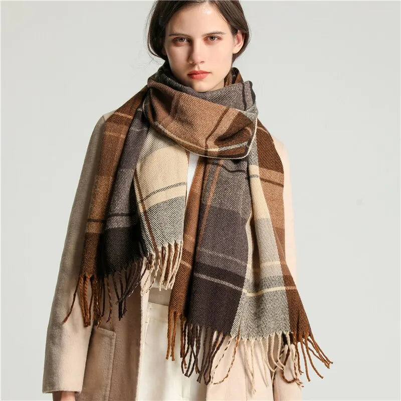 Luxury Plaid Print Warm Scarf