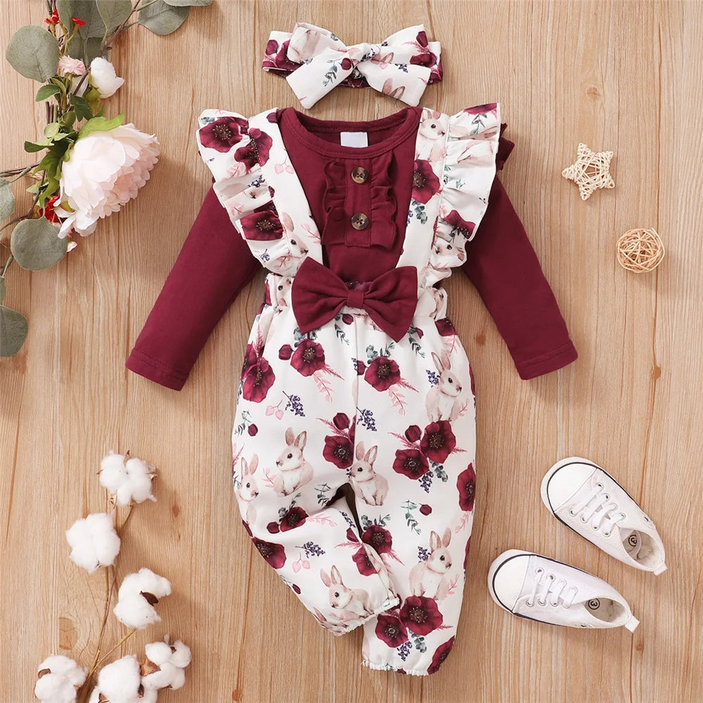 0-18Months Baby Girl Clothes Set Red Color