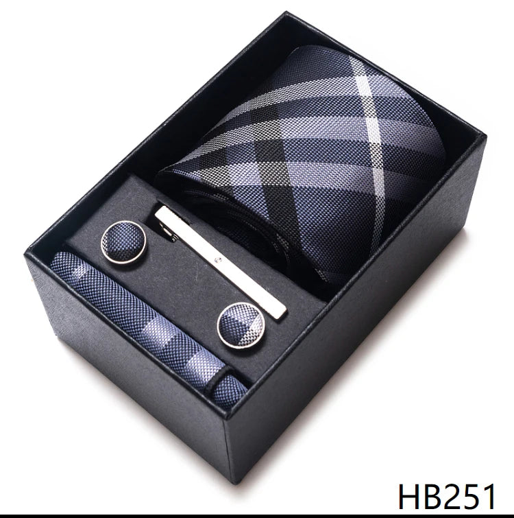 Top Quality Ties Hanky Cufflink Set In Gift Box