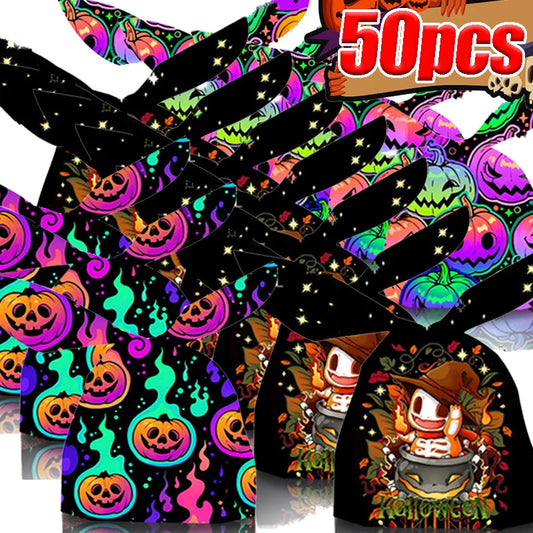 Cartoon Halloween Candy Bags Scary Skull Rabbit Ear Plastic Package Trick or Treat Pouch Pumpkin Snack Gift Bag Festive Supplies