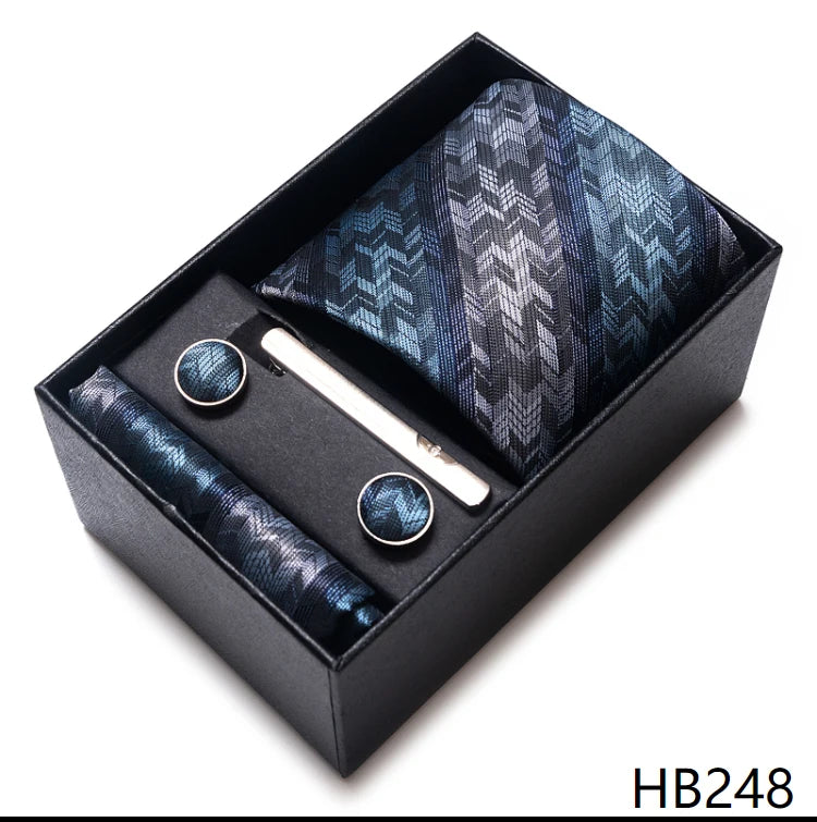 Top Quality Ties Hanky Cufflink Set In Gift Box