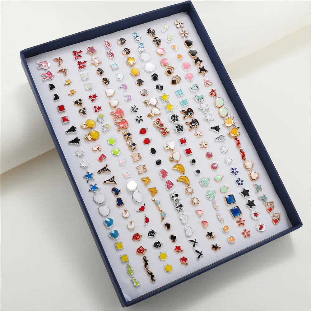 100 Pair/Lot Small Mini Stud Earring Set For Girl