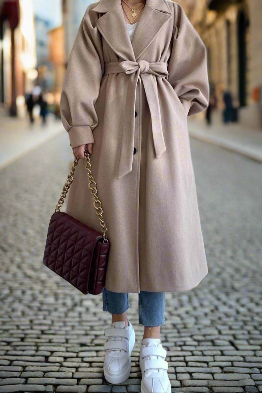 LONG BALLOON SLEEVE COAT