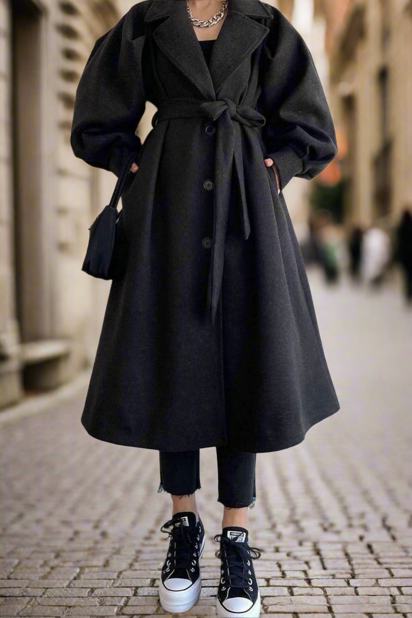 LONG BALLOON SLEEVE COAT