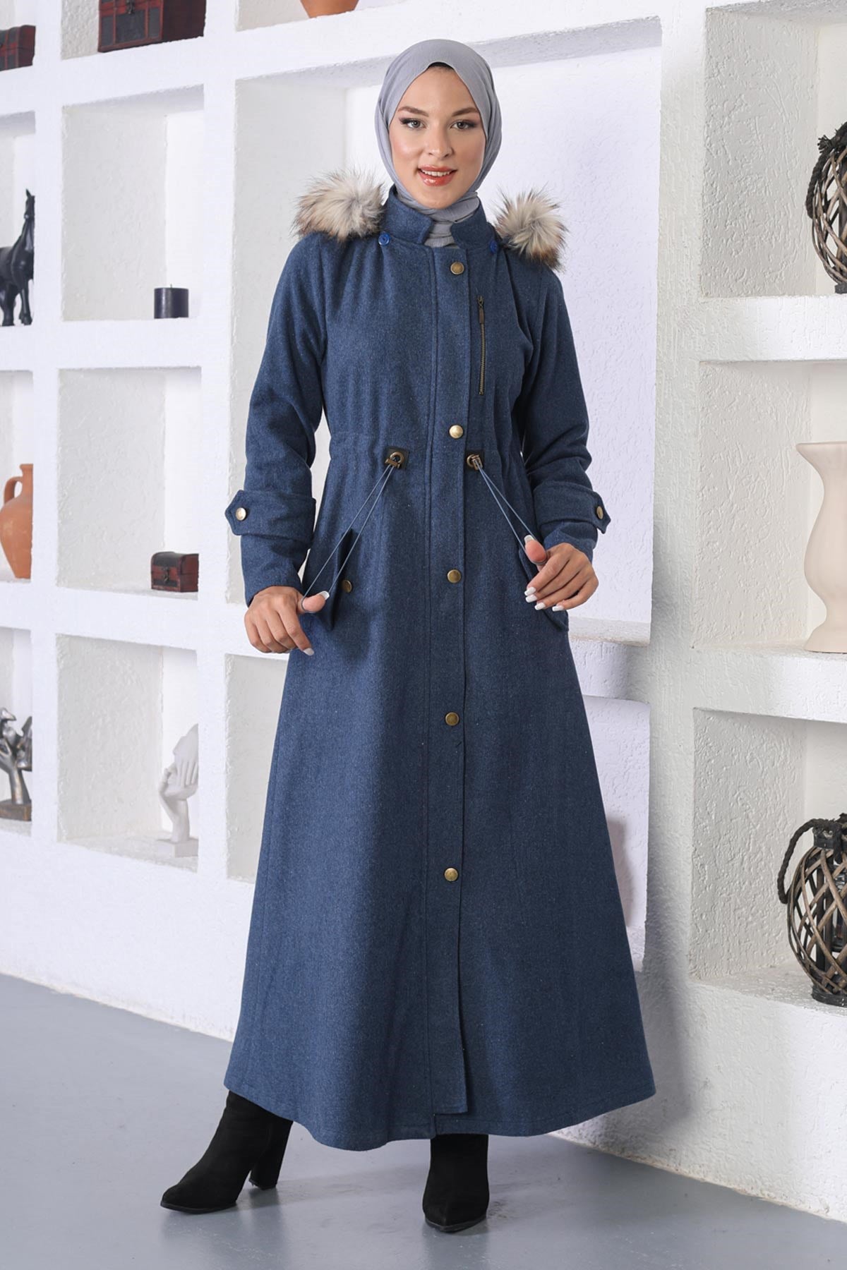 Elastic Waist Cashmere Coat