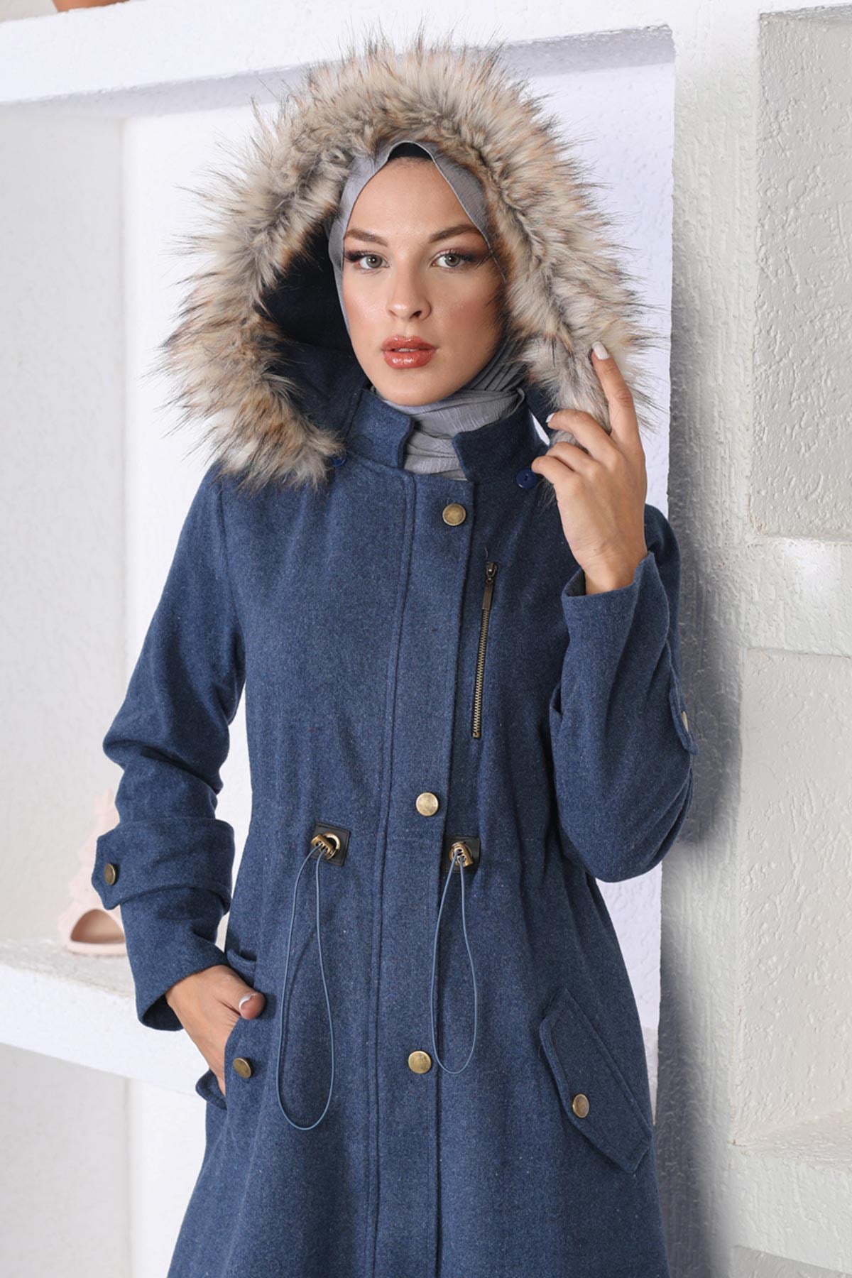 Elastic Waist Cashmere Coat