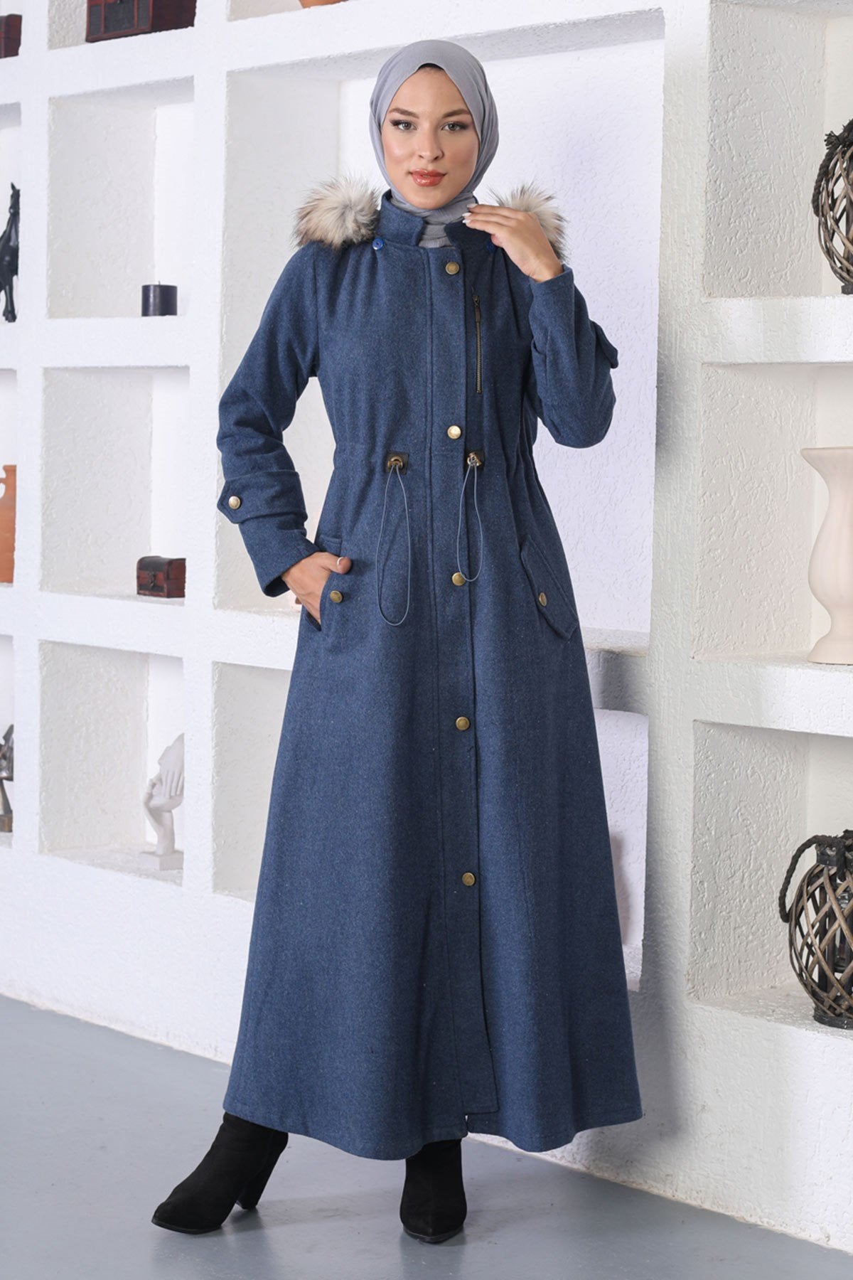 Elastic Waist Cashmere Coat