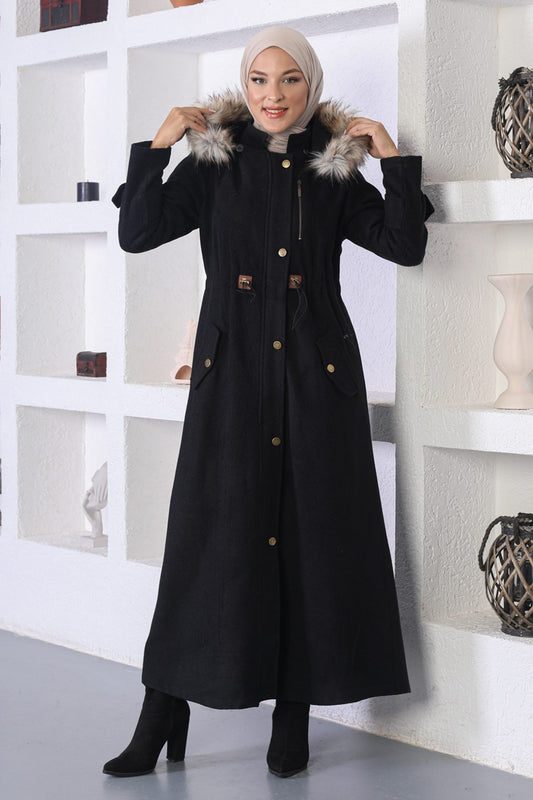 Elastic Waist Cashmere Coat