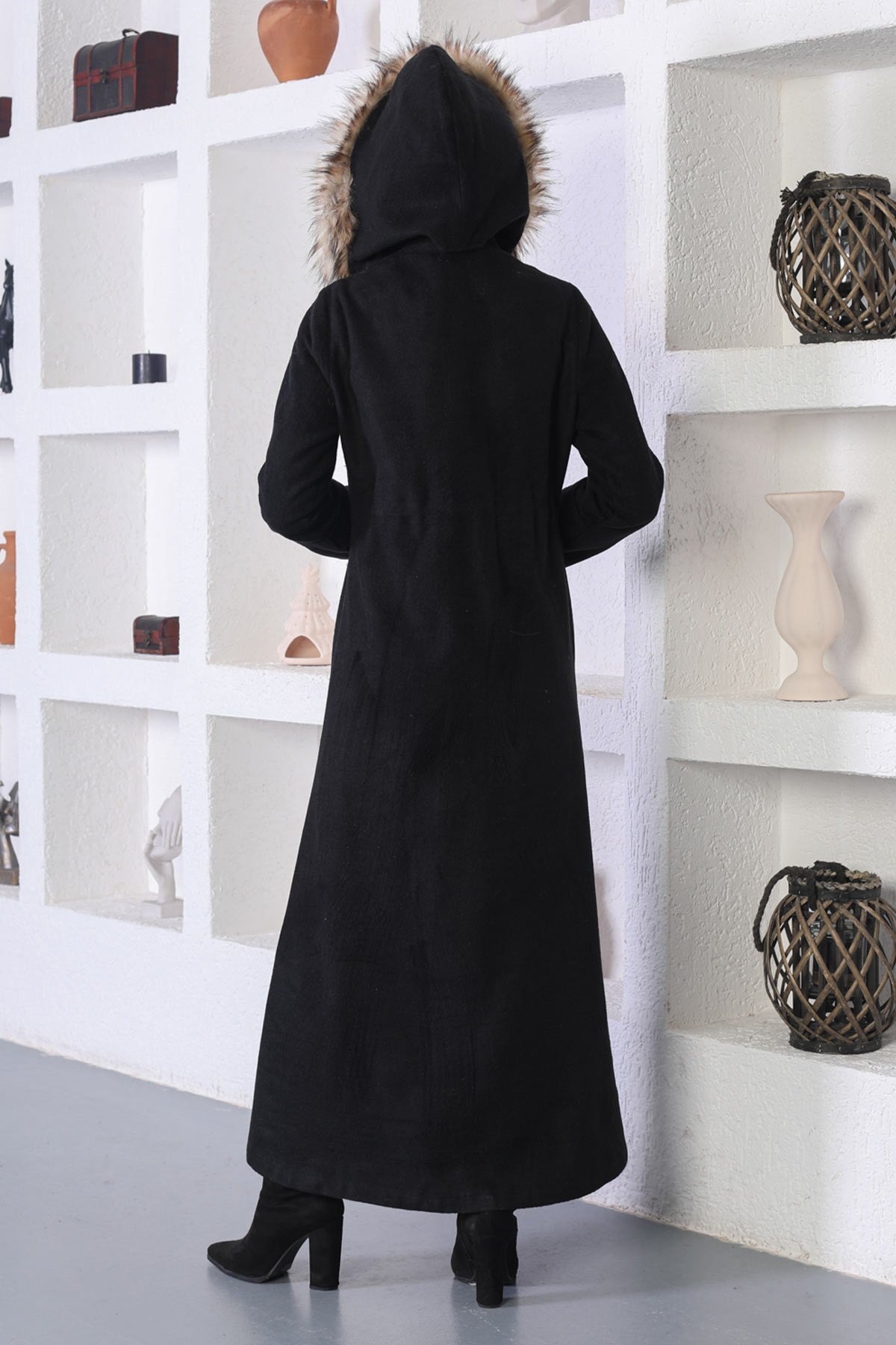 Elastic Waist Cashmere Coat