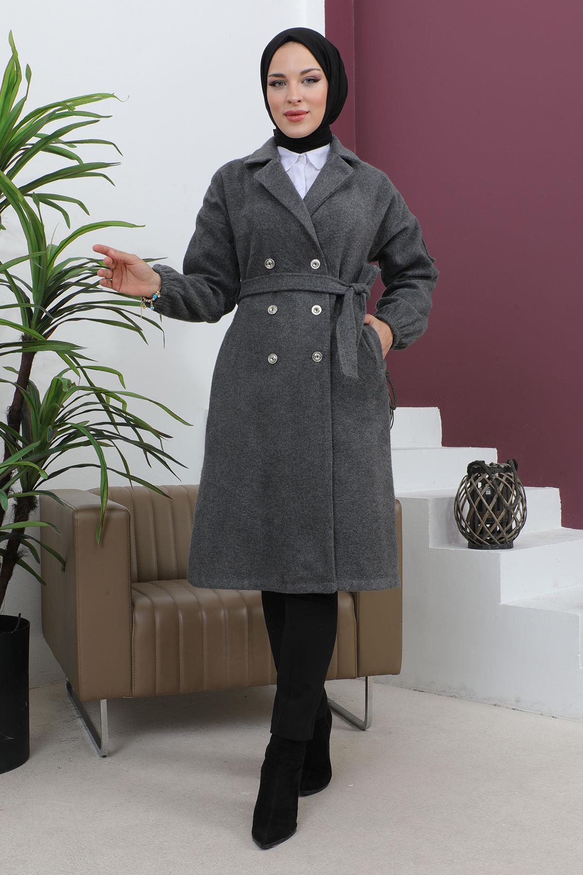 Wide Fur Collar Cashmere Coat