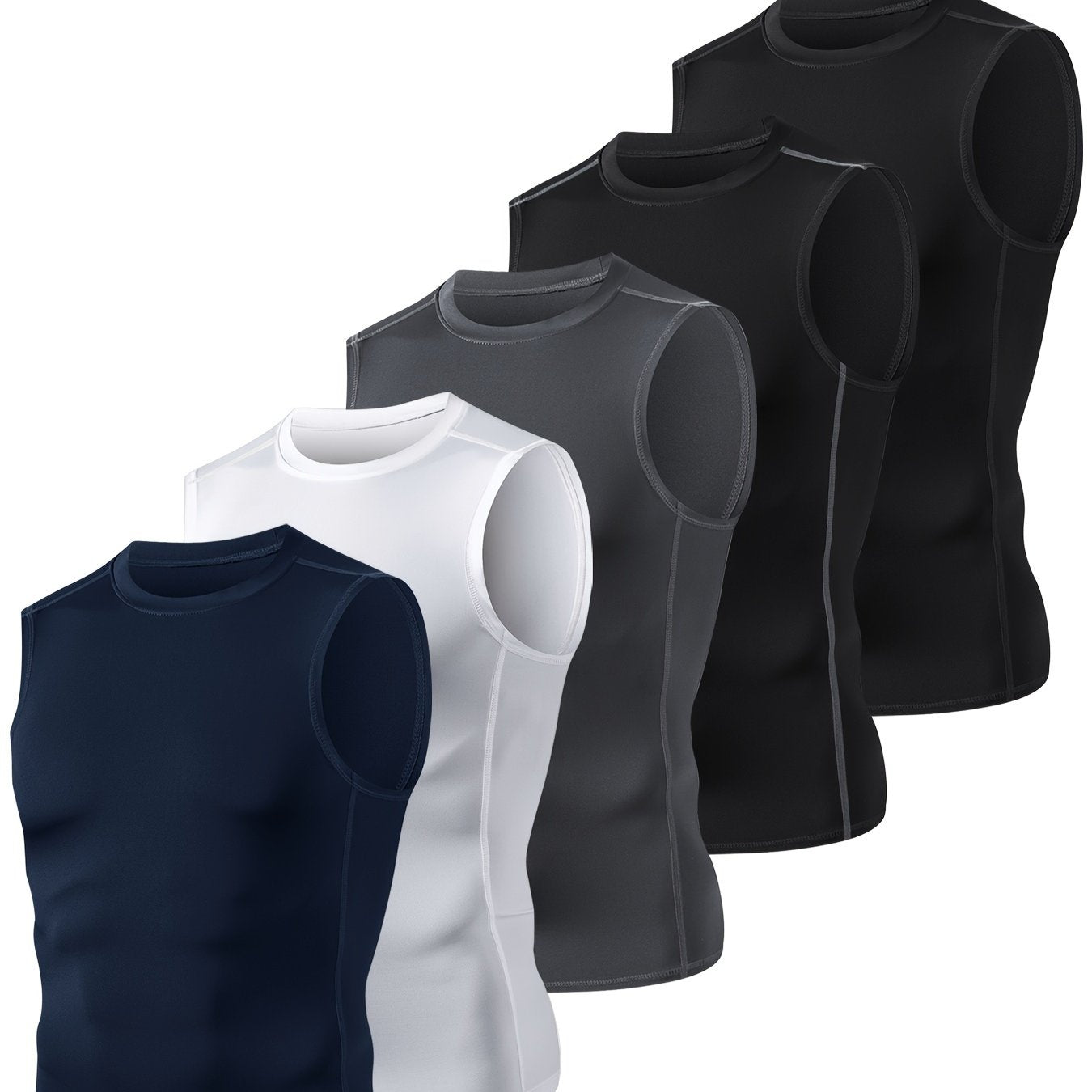 Mens 5Pack Compression Workout Tank Tops Running Training Sleeveless