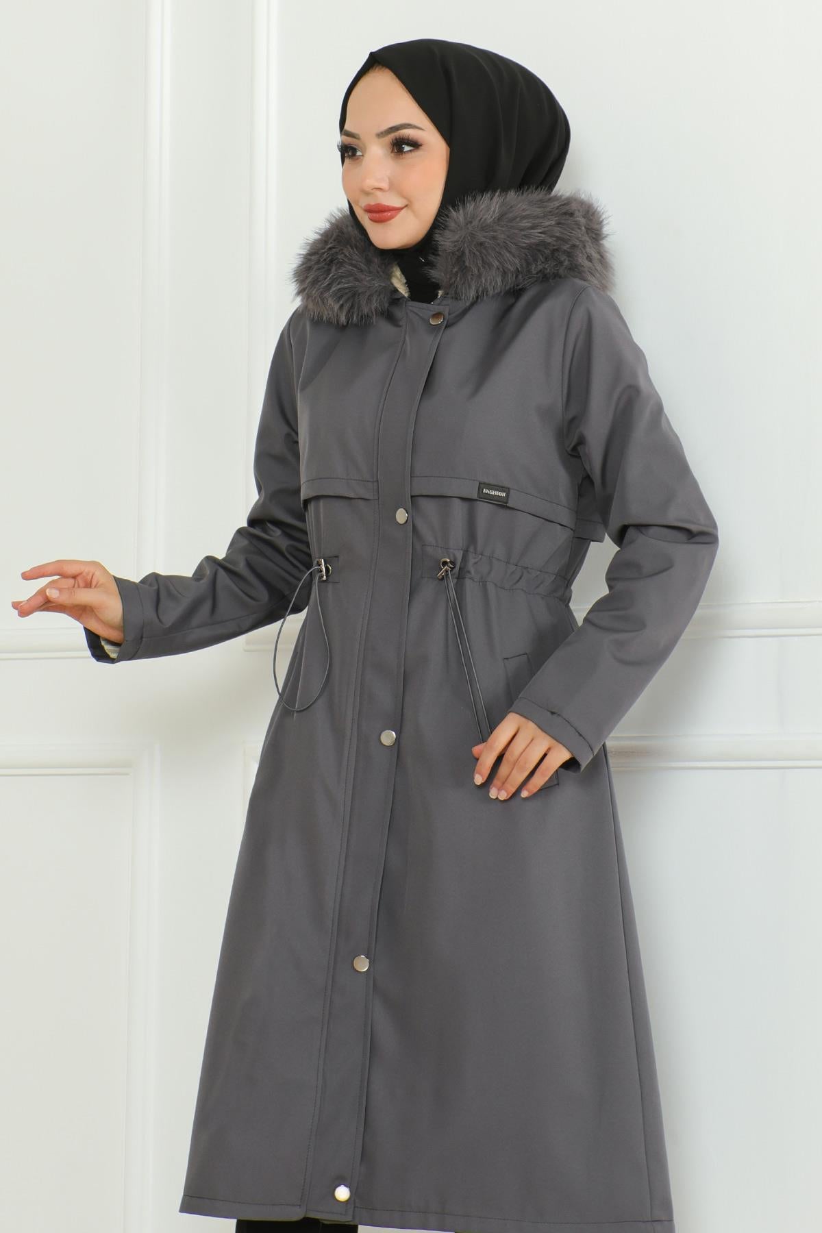 Hidden Zipper Hooded Coat