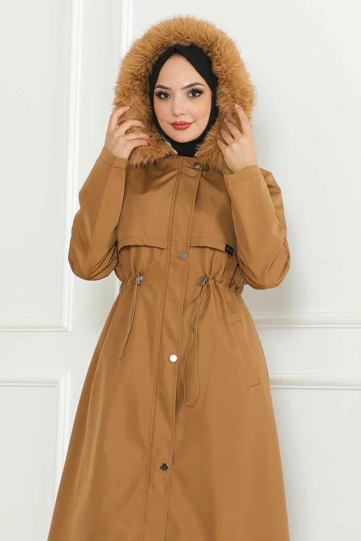 Hidden Zipper Hooded Coat