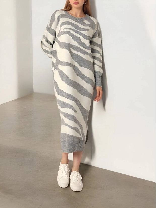 Slit Patterned Knit Dress