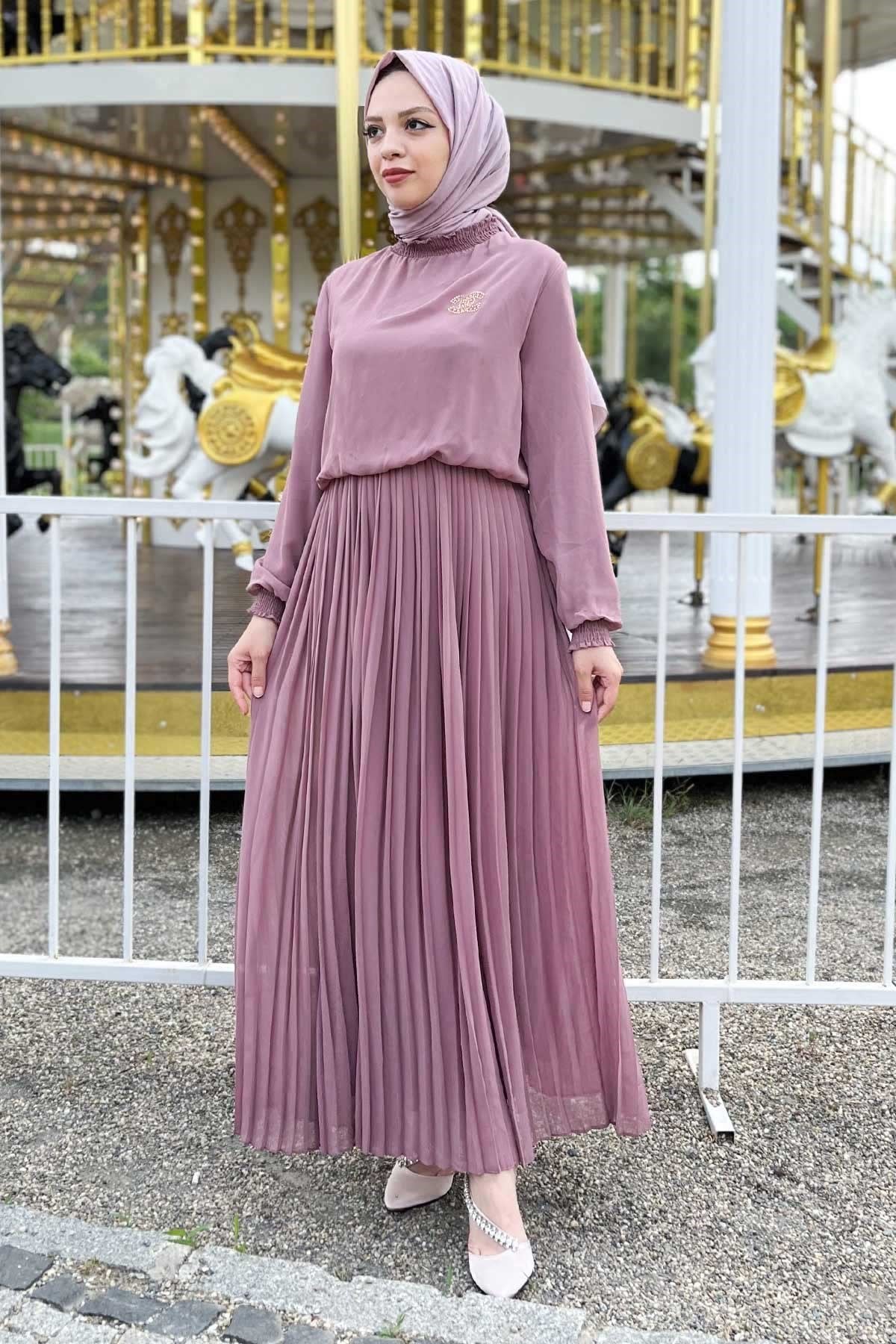 Pleated Chiffon Dress