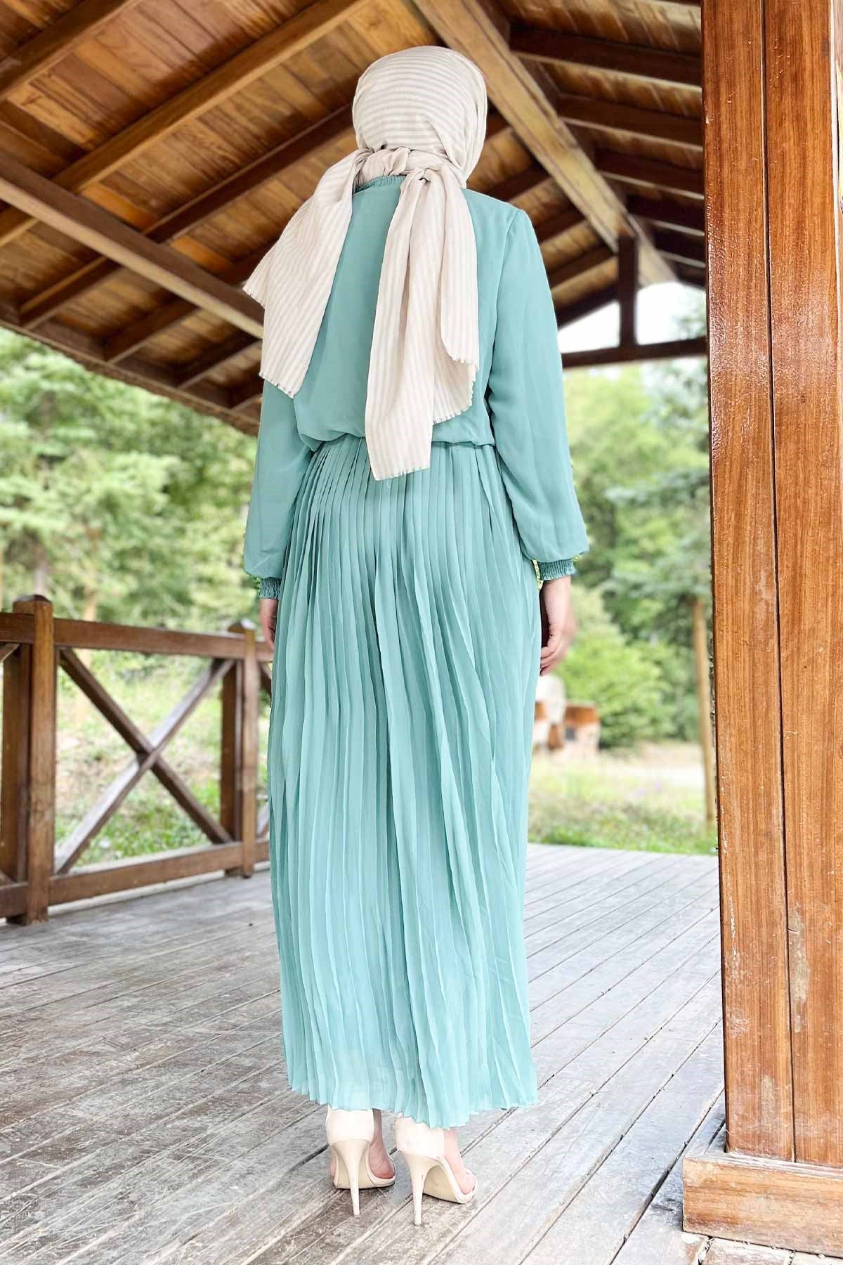 Pleated Chiffon Dress