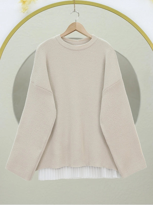 Soft Knit Loose-Fit Sweater with Round Neckline